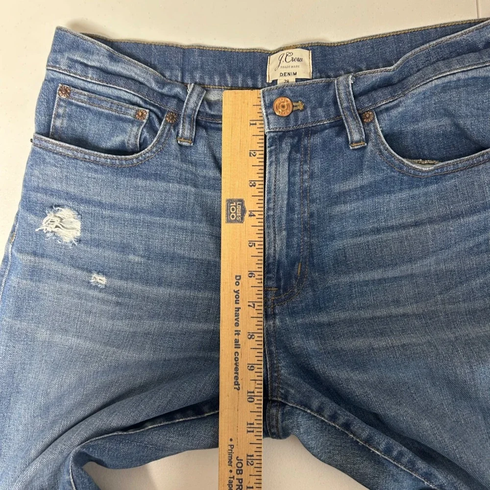 J.Crew Vintage Straight Jeans Womens 28‎ Blue Distressed Raw Hem F8024